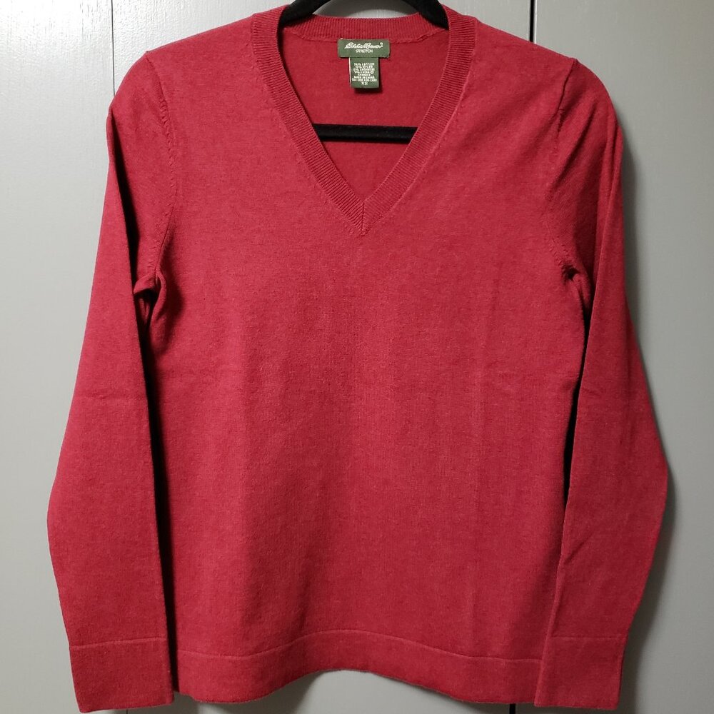 Eddie Bauer Cotton Cashmere Blend V-Neck Sweater